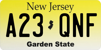 NJ license plate A23QNF