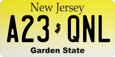 NJ license plate A23QNL