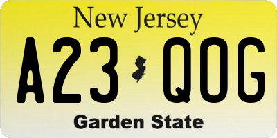 NJ license plate A23QOG