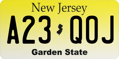NJ license plate A23QOJ
