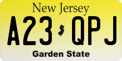 NJ license plate A23QPJ
