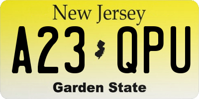 NJ license plate A23QPU