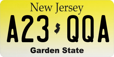 NJ license plate A23QQA
