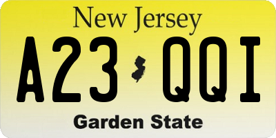 NJ license plate A23QQI