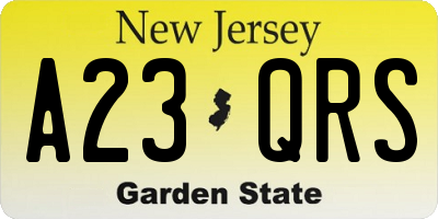 NJ license plate A23QRS