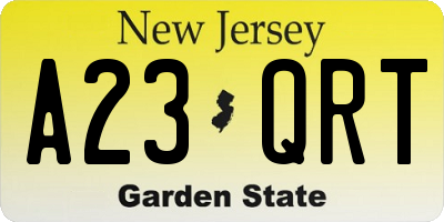 NJ license plate A23QRT