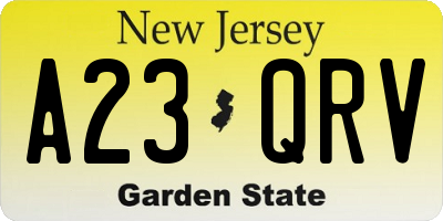NJ license plate A23QRV