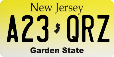 NJ license plate A23QRZ