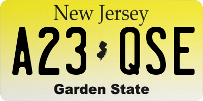 NJ license plate A23QSE