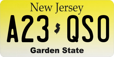 NJ license plate A23QSO