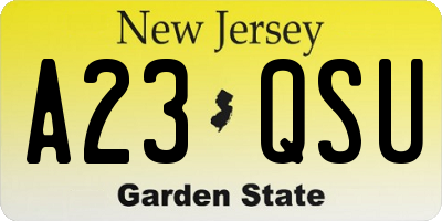 NJ license plate A23QSU