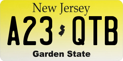 NJ license plate A23QTB