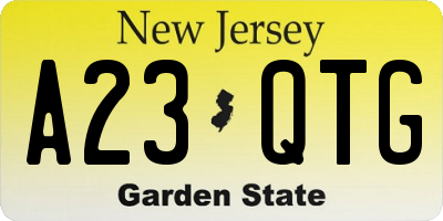 NJ license plate A23QTG
