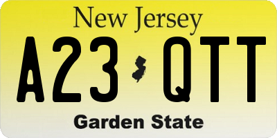 NJ license plate A23QTT