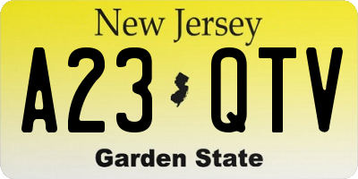 NJ license plate A23QTV