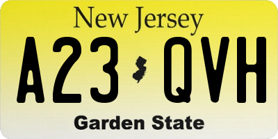 NJ license plate A23QVH