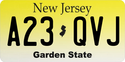 NJ license plate A23QVJ