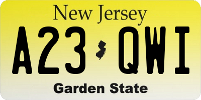 NJ license plate A23QWI