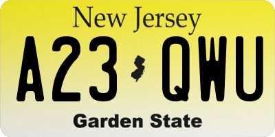 NJ license plate A23QWU