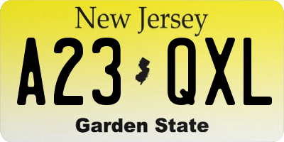 NJ license plate A23QXL