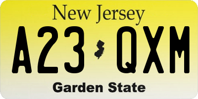 NJ license plate A23QXM