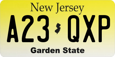 NJ license plate A23QXP