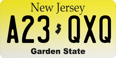 NJ license plate A23QXQ
