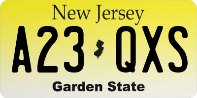 NJ license plate A23QXS