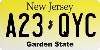 NJ license plate A23QYC