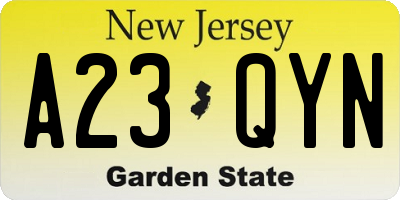 NJ license plate A23QYN