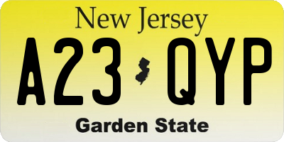 NJ license plate A23QYP