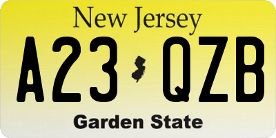 NJ license plate A23QZB