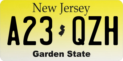 NJ license plate A23QZH