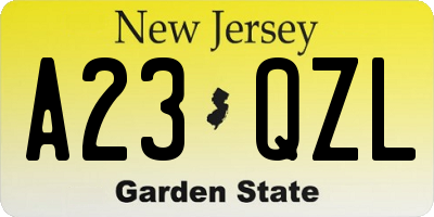 NJ license plate A23QZL