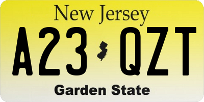 NJ license plate A23QZT