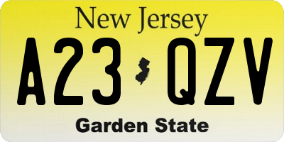 NJ license plate A23QZV