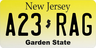NJ license plate A23RAG