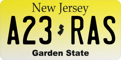 NJ license plate A23RAS