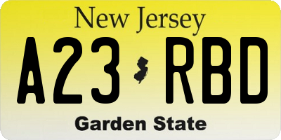 NJ license plate A23RBD