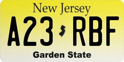 NJ license plate A23RBF