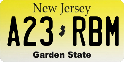 NJ license plate A23RBM