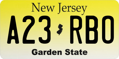 NJ license plate A23RBO