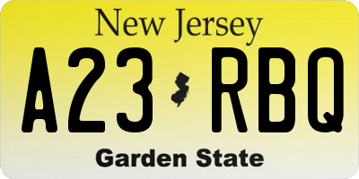 NJ license plate A23RBQ