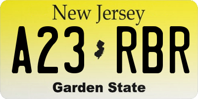 NJ license plate A23RBR