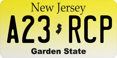 NJ license plate A23RCP
