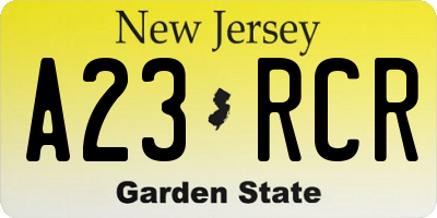NJ license plate A23RCR