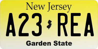 NJ license plate A23REA