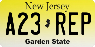 NJ license plate A23REP