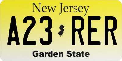 NJ license plate A23RER