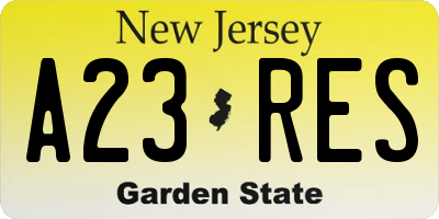 NJ license plate A23RES